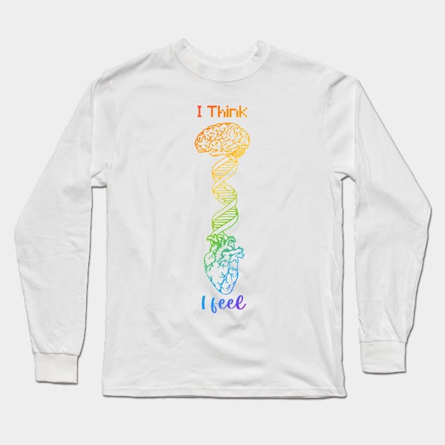 I Think I Feel Brain DNA Heart Long Sleeve T-Shirt by labstud